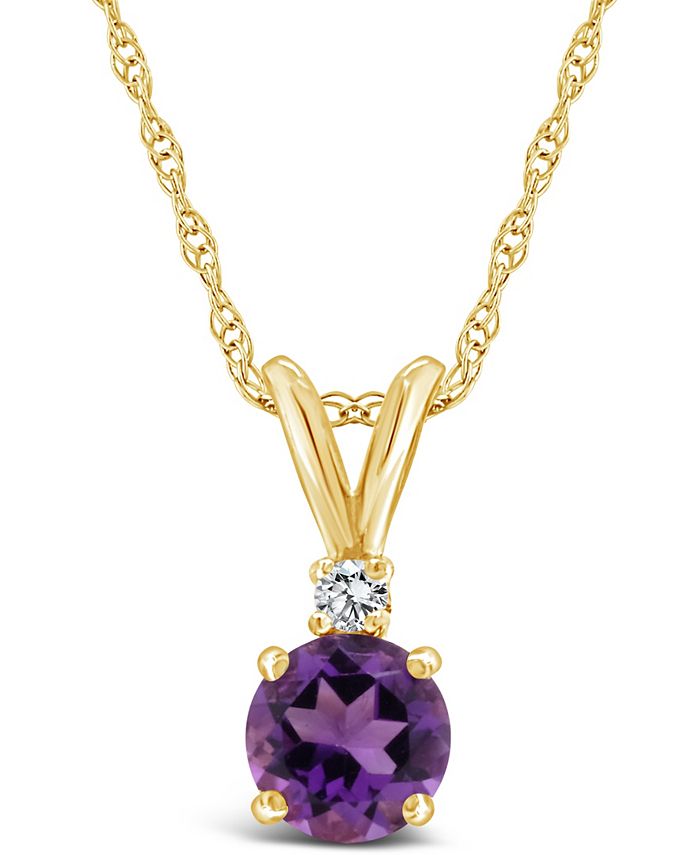 Amethyst 1 2 ct. t.w. and Diamond Accent Pendant Necklace in 14K Yellow Gold or 14K White Gold