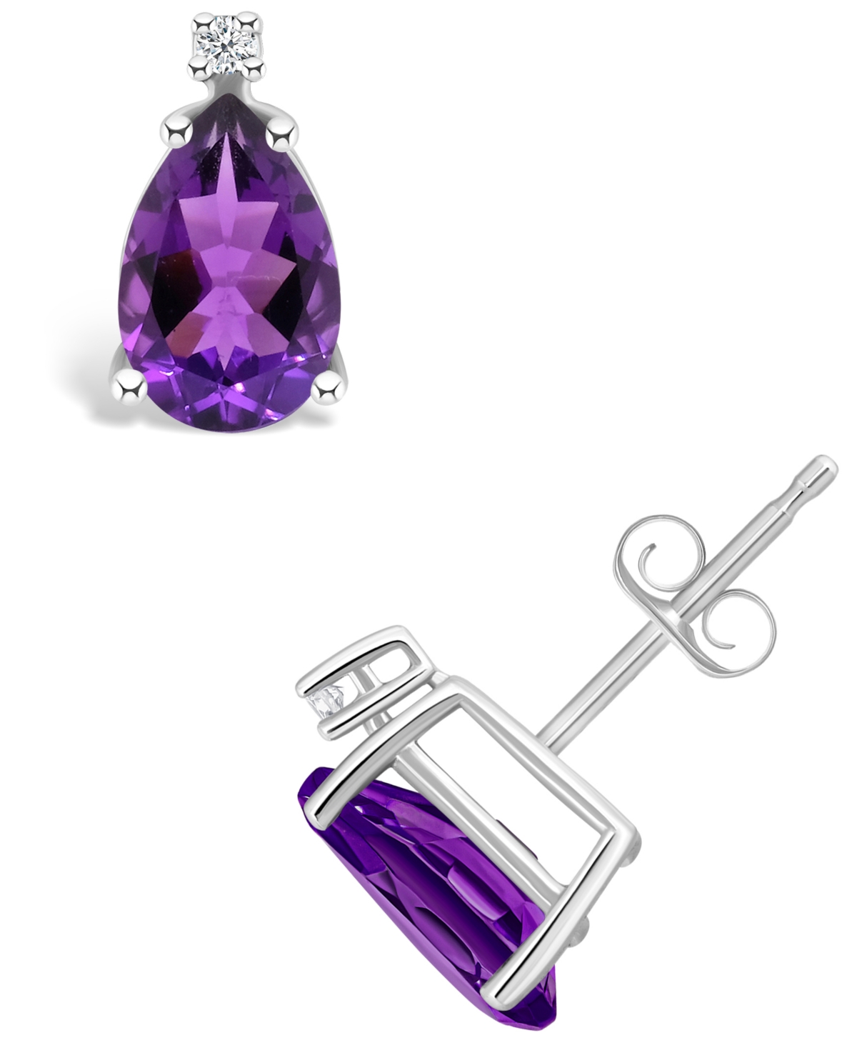 Amethyst (1-7/8 ct. t.w.) and Diamond Accent Stud Earrings in 14K Yellow Gold or 14K- White Gold