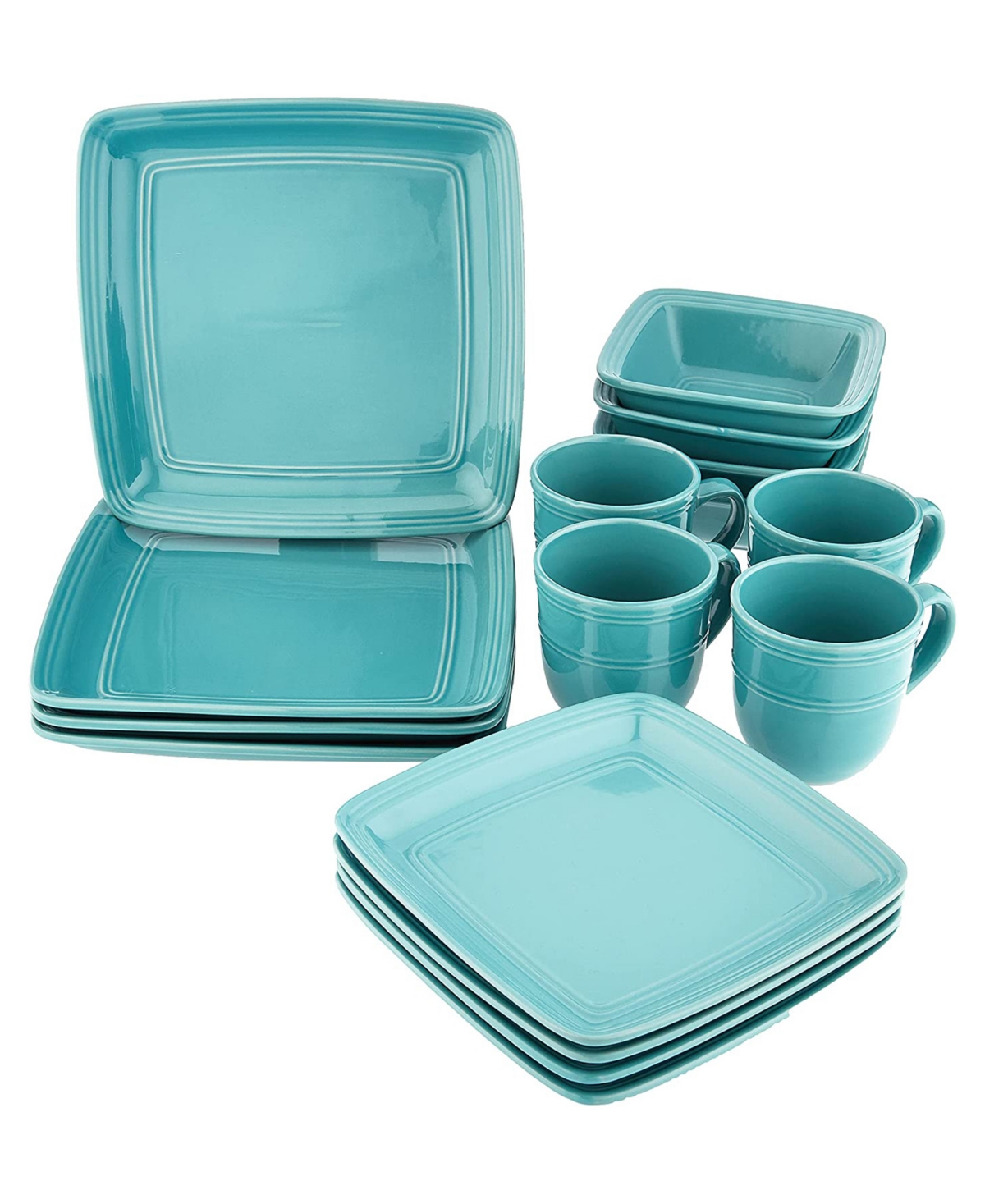 American Atelier Madelyn Square Dinner Set, 16 Piece In Turquoise