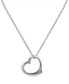 Floating Heart 18" Pendant Necklace in Sterling Silver, Created for Macy's