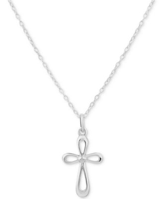 Giani Bernini - Curved Open Cross 18" Pendant Necklace in Sterling Silver
