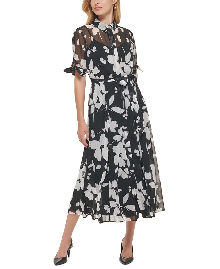 Calvin Klein Floral-Print Shirtdress & Reviews - Dresses - Women - Macy's
