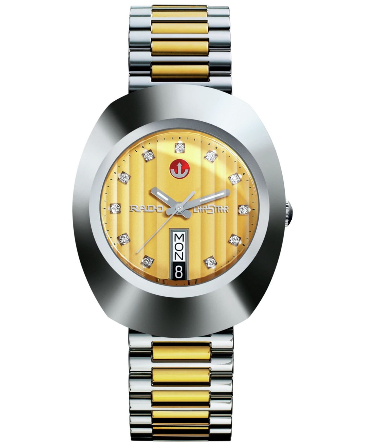 Rado Unisex Swiss Automatic Diastar Original Two Tone Stainless Steel Bracelet Watch 35mm In Gold