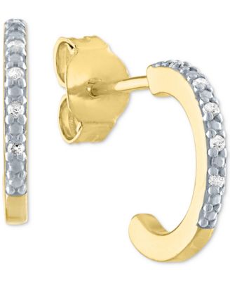 Macy's - Diamond Accent Small Hoop Earrings in 14k Gold-Plated Sterling Silver