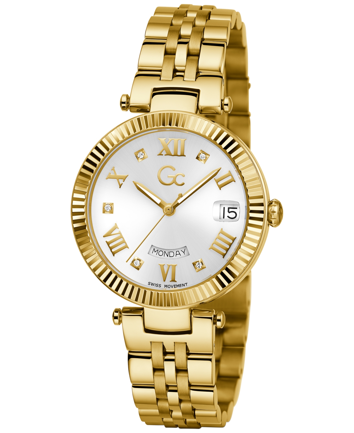 Shop Guess Gc Flair Women's Swiss Gold-tone Stainless Steel Bracelet Watch 34mm
