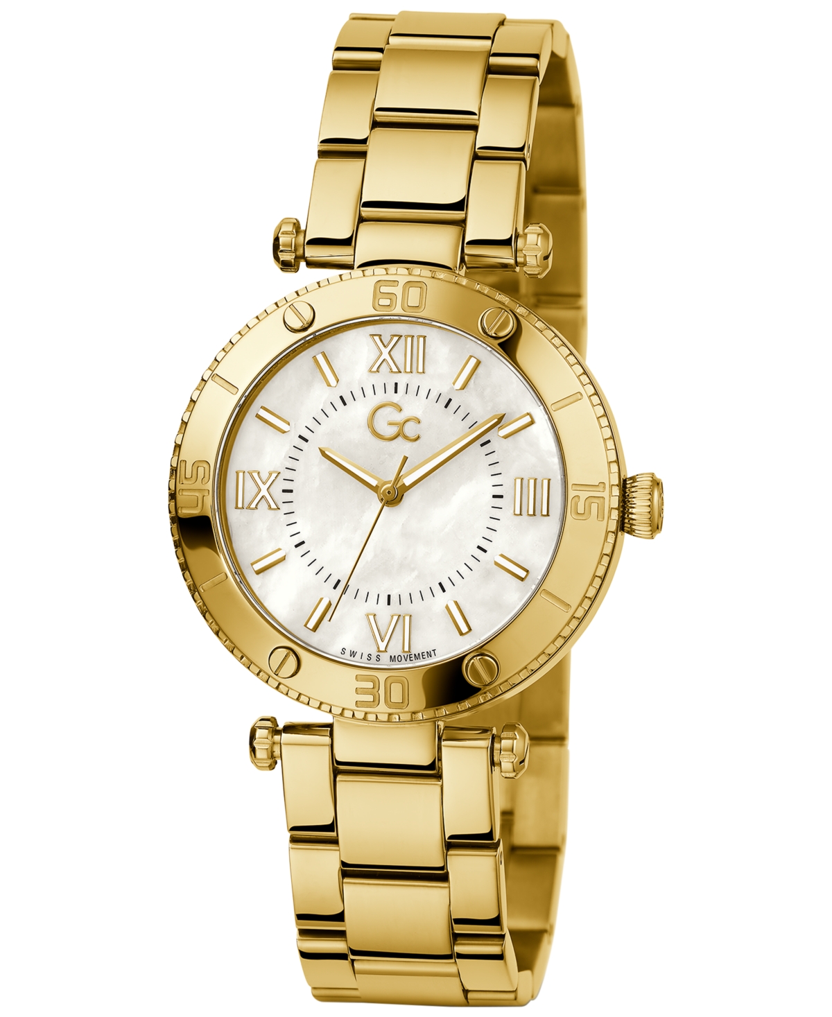 Shop Guess Gc Muse Women's Swiss Gold-tone Stainless Steel Bracelet Watch 34mm