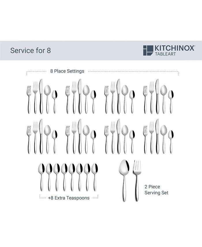 Kitchinox Triton 50 Piece Flatware Set, Service for 8 Macy's