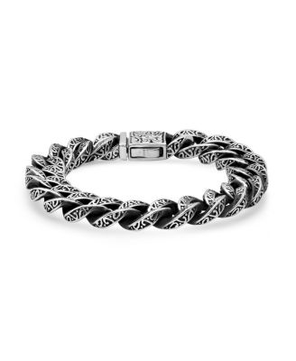Men's Oxidized Stainless Steel Cuban Link Chain Bracelet