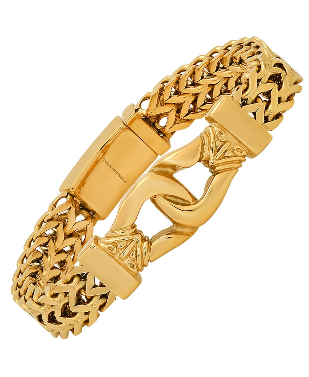 Steeltime Double Row Wheat Chain Accent Buckle Bracelet