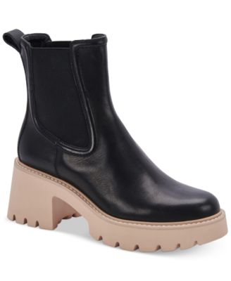 macy's black leather womens boots