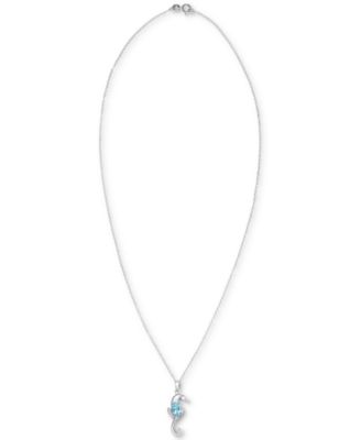 Blue Topaz Seahorse 18" Pendant Necklace (1 ct. t.w.) in Sterling Silver
