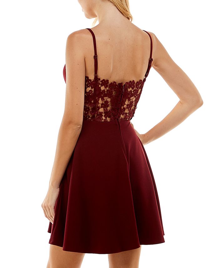City Studios Junior's Lace Up Back Fit & Flare Dress Purple Size 0 main image 0