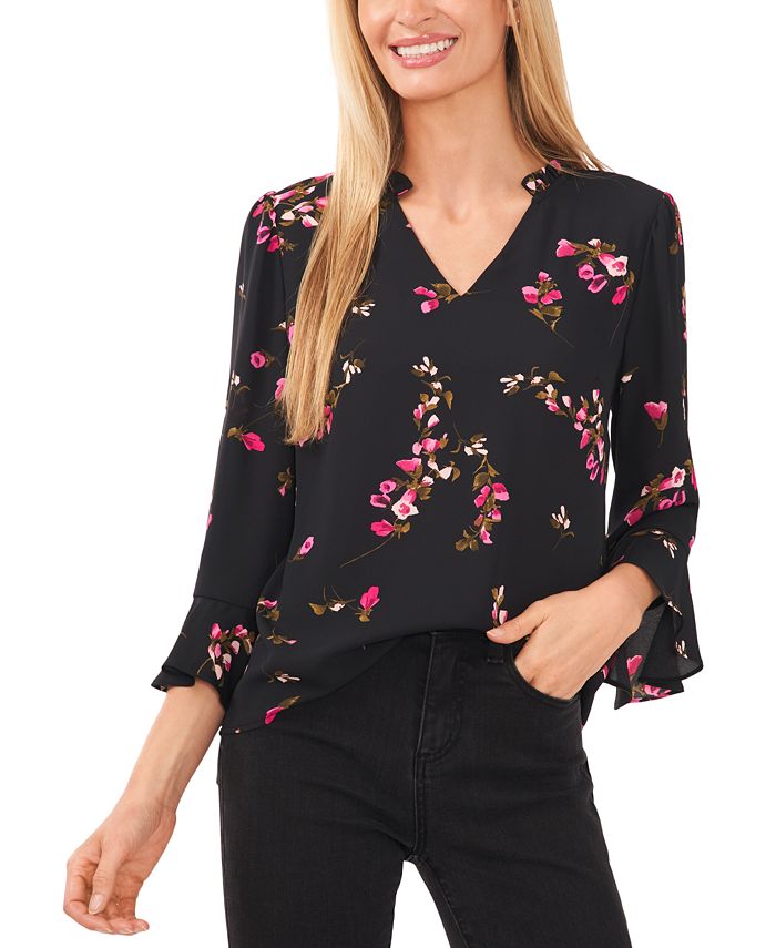 CeCe Women s Elbow Ruffle Sleeve V Neck Blouse Macy s