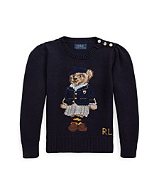 Toddler Girls Long Sleeves Polo Bear Cotton-Blend Sweater