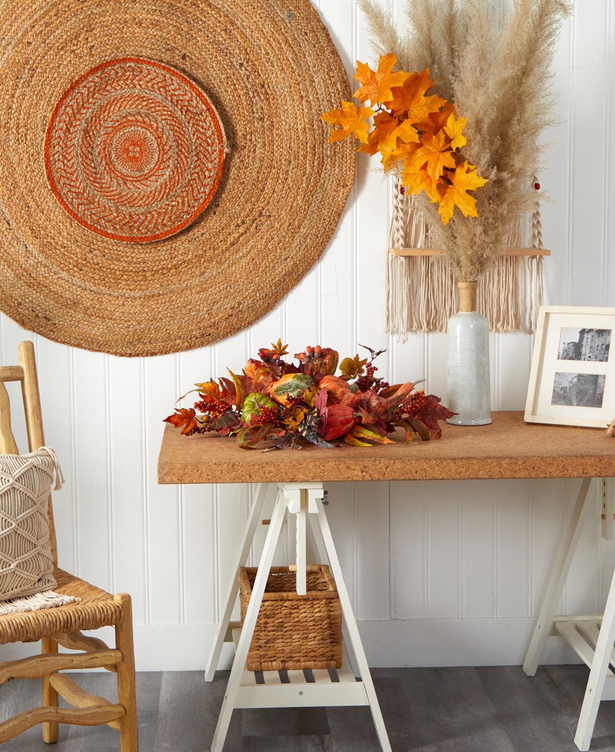 Nearly Natural Harvest Centerpiece In Orange