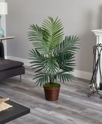 Nearly Natural 4' Kentia Palm Artificial Tree in Coiled Rope Planter