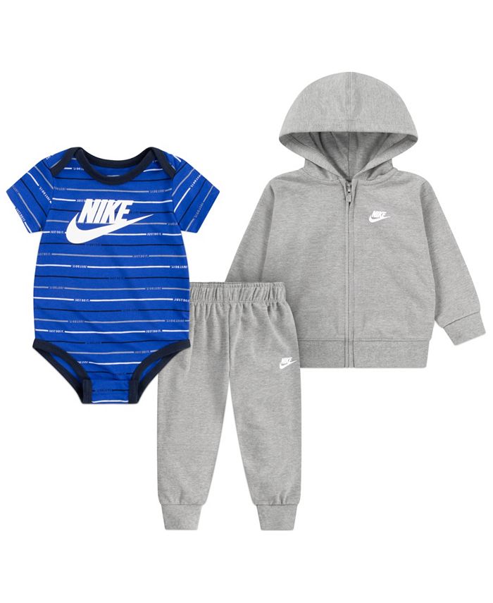 Nike Baby Boys Just Do Striped Full-Zip Hoodie, Pants and Bodysuit, 3 Piece Set & Reviews - Sets & Outfits - Kids - Macy's