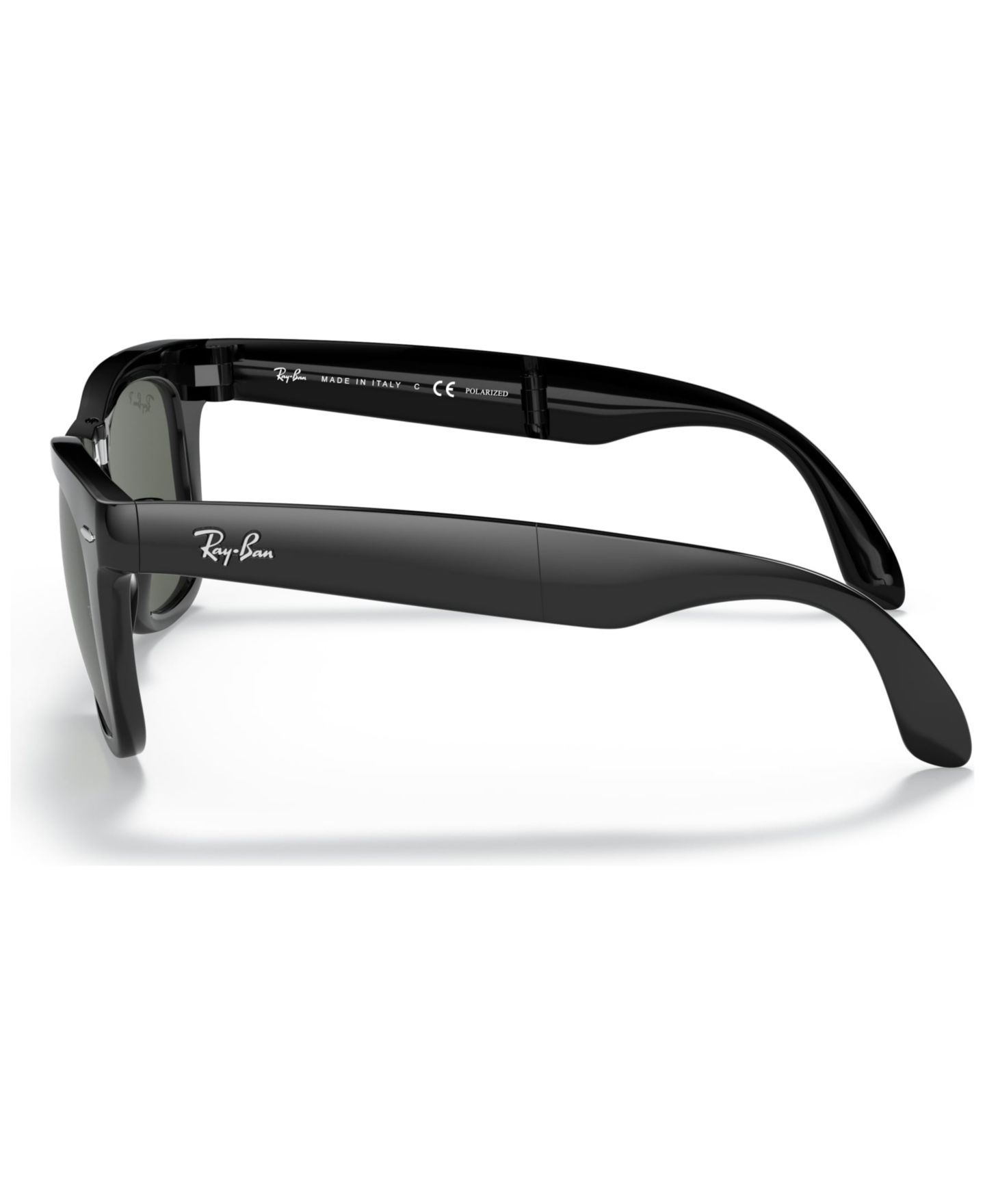Женские солнцезащитные очки Ray-Ban Polarized Sunglasses, RB4105 Folding Wayfarer, цвет: Полированный чёрный / Зелёный — фото 2