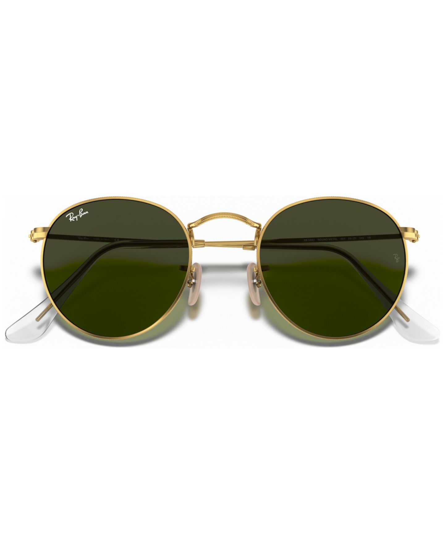 Солнцезащитные очки Ray-Ban Unisex Round Metal Sunglasses, RB3447, цвет: Золотой зелёный — фото 4