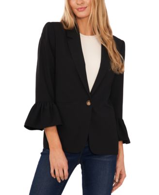 CeCe - Women's Ruffle Sleeve Welt Pocket Blazer