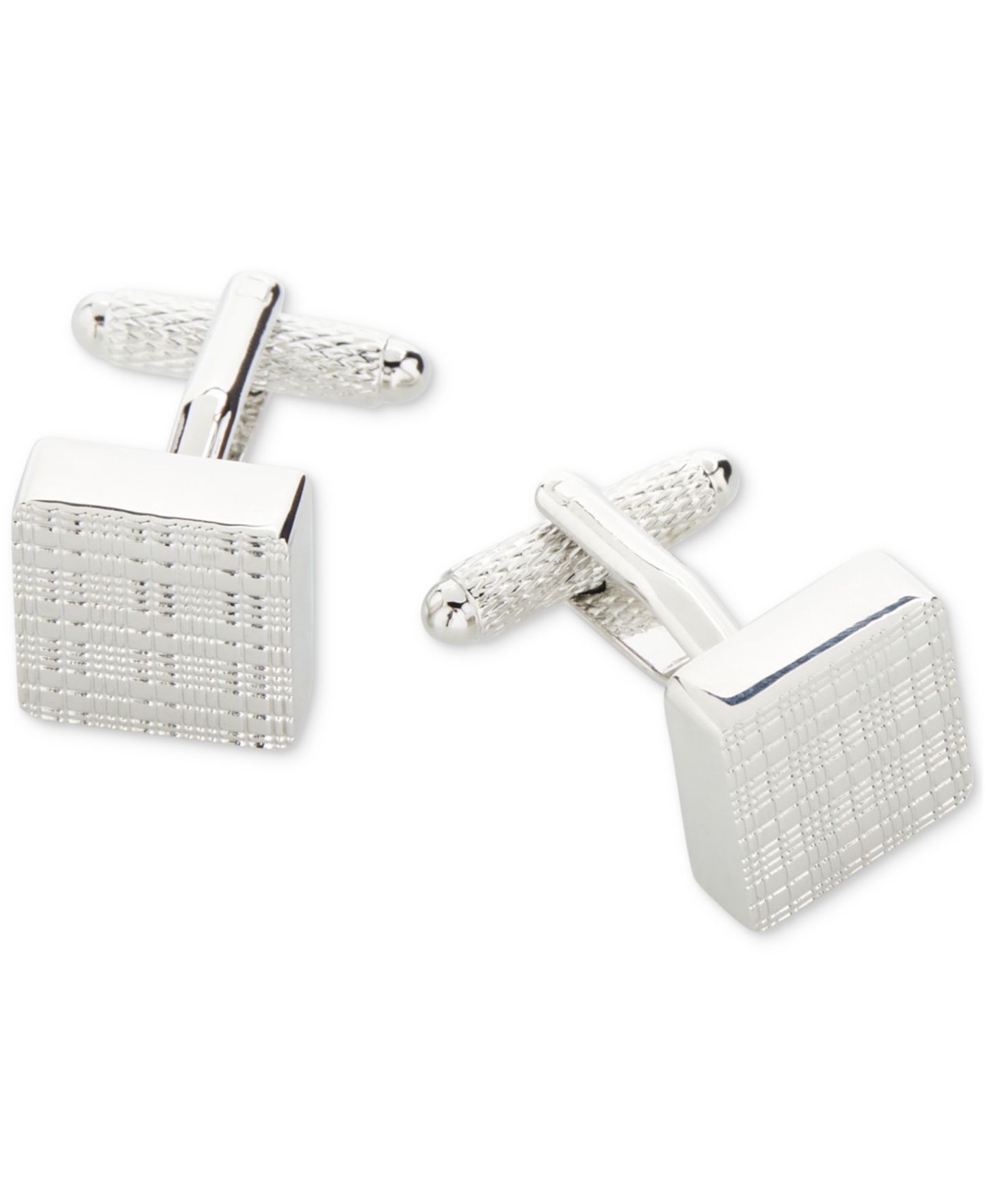 Мужские запонки Perry Ellis Portfolio Plaid Cufflinks, цвет: Серебряный — фото 1