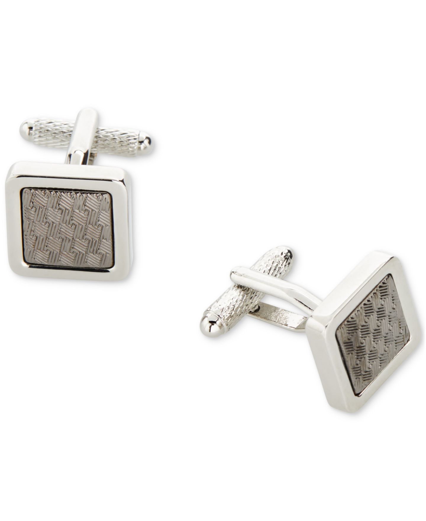 Мужские запонки Perry Ellis Portfolio Crosshatch Cufflinks, цвет: Графитовый металлик — фото 1
