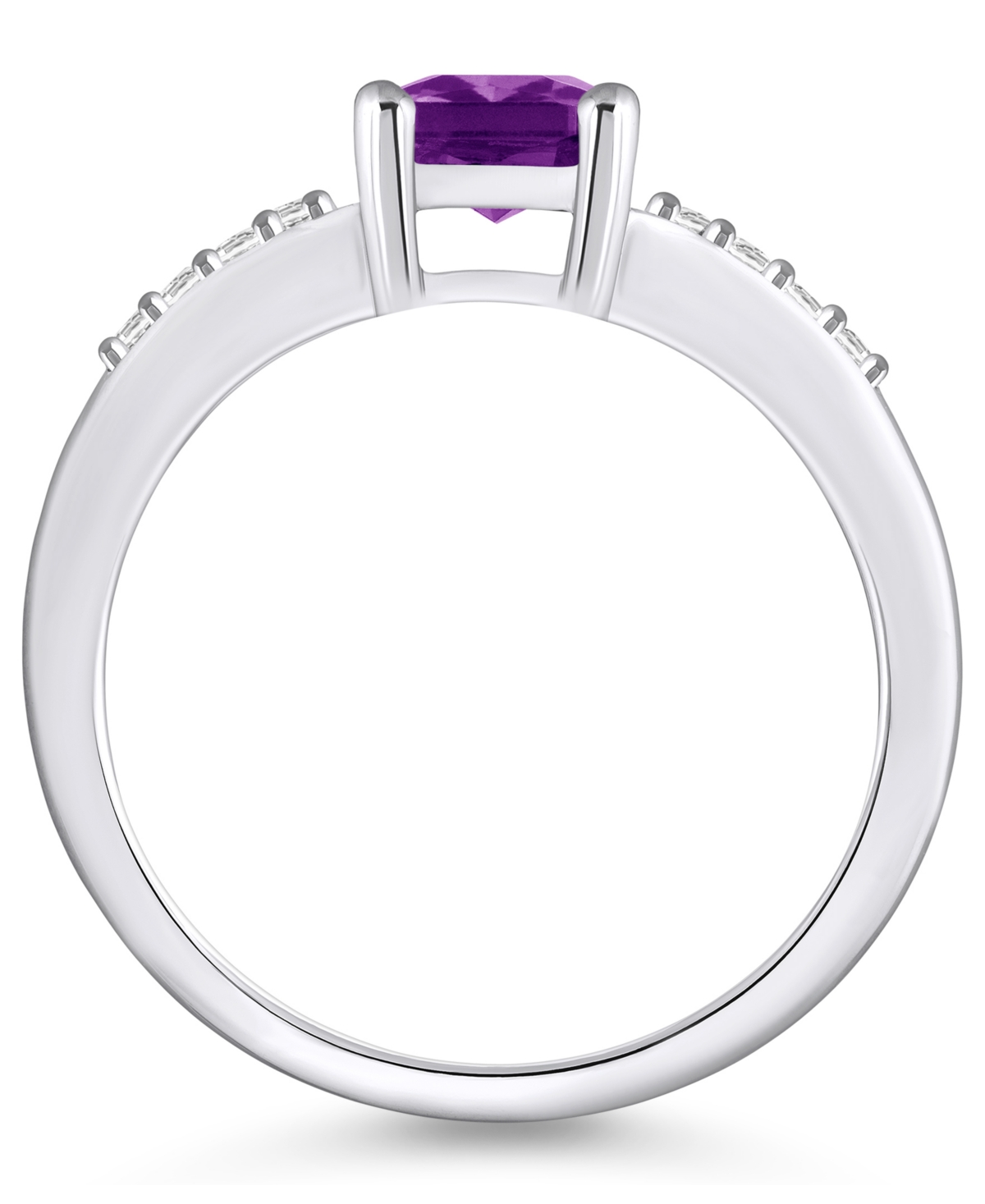 Amethyst (1-5/8 ct .t.w.) and Diamond (1/8 ct .t.w.) Ring in 14K Yellow Gold