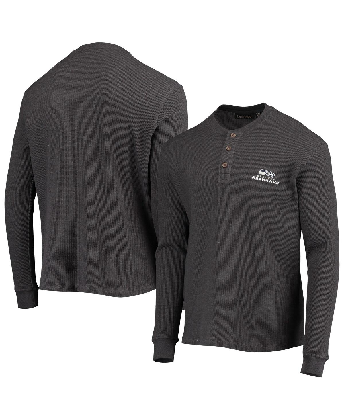 Shop Dunbrooke Men's  Heathered Gray Seattle Seahawks Logo Maverick Thermal Henley Long Sleeve T-shirt