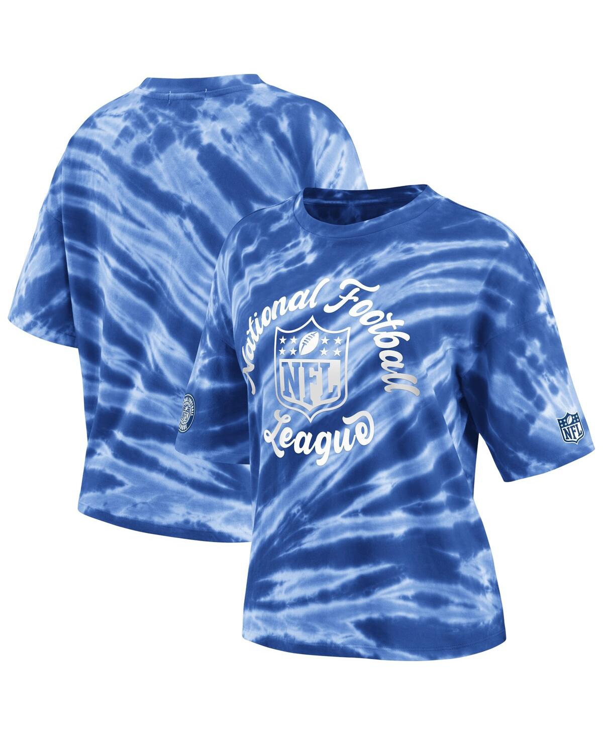 Shop Wear By Erin Andrews Women's  Blue Nfl Tie-dye T-shirt