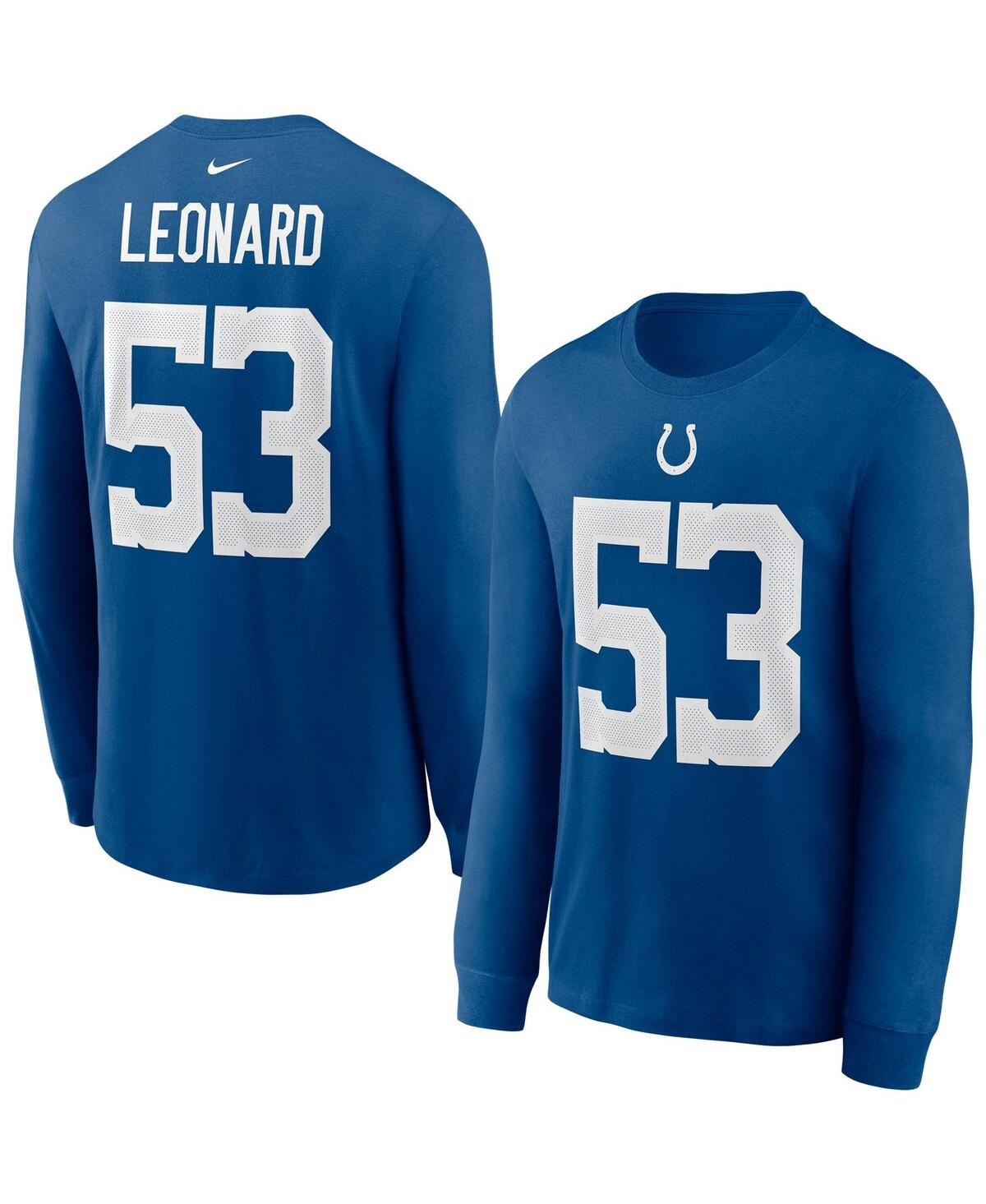 NIKE MEN'S NIKE DARIUS LEONARD ROYAL INDIANAPOLIS COLTS PLAYER NAME AND NUMBER LONG SLEEVE T-SHIRT 