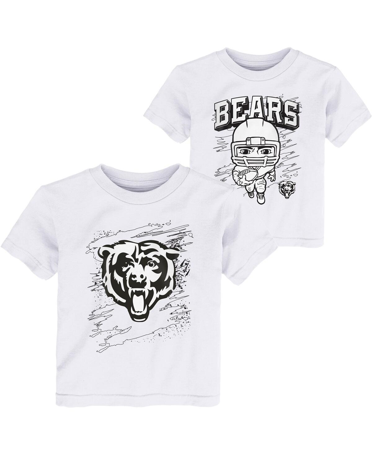 Outerstuff Babies' Toddler Boys White Chicago Bears Coloring Activity Two-pack T-shirt Set