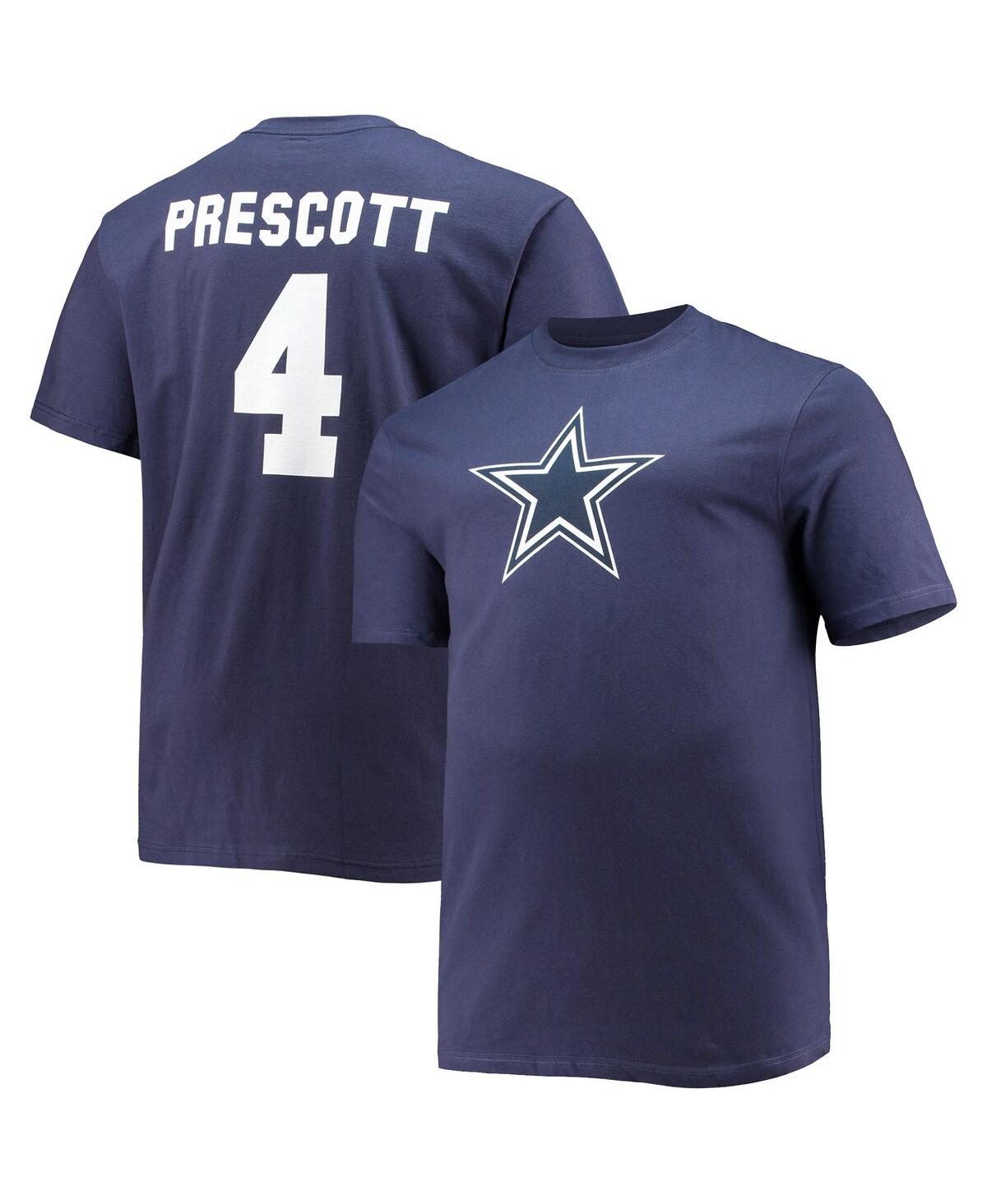 Fanatics Men's Big And Tall Dak Prescott Navy Dallas Cowboys Player Name Number T-shirt In Navy