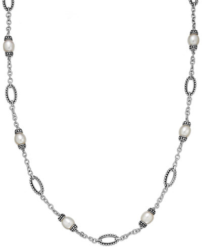 Honora Style Cultured Freshwater Pearl (8-1/2mm) Link Necklace in Sterling Silver
