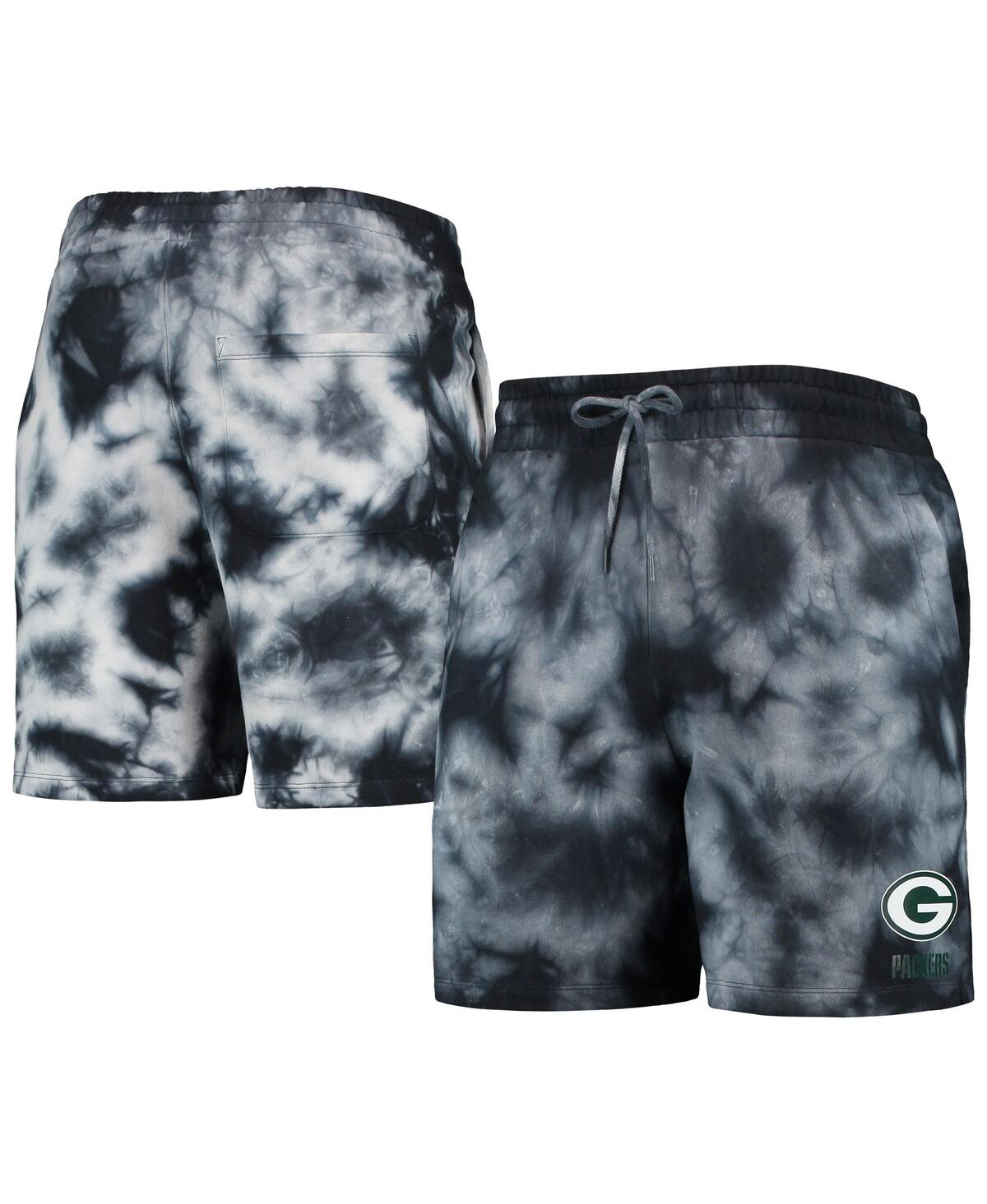 NEW ERA MEN'S NEW ERA BLACK GREEN BAY PACKERS TIE-DYE SHORTS 