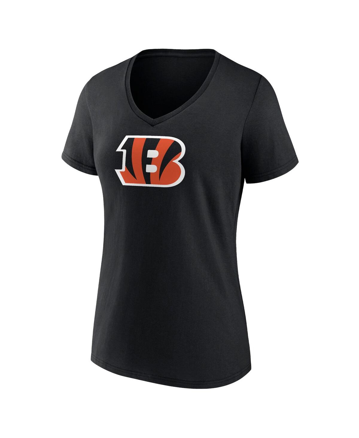 Shop Fanatics Women's  Ja'marr Chase Black Cincinnati Bengals Player Icon Name And Number V-neck T-shirt