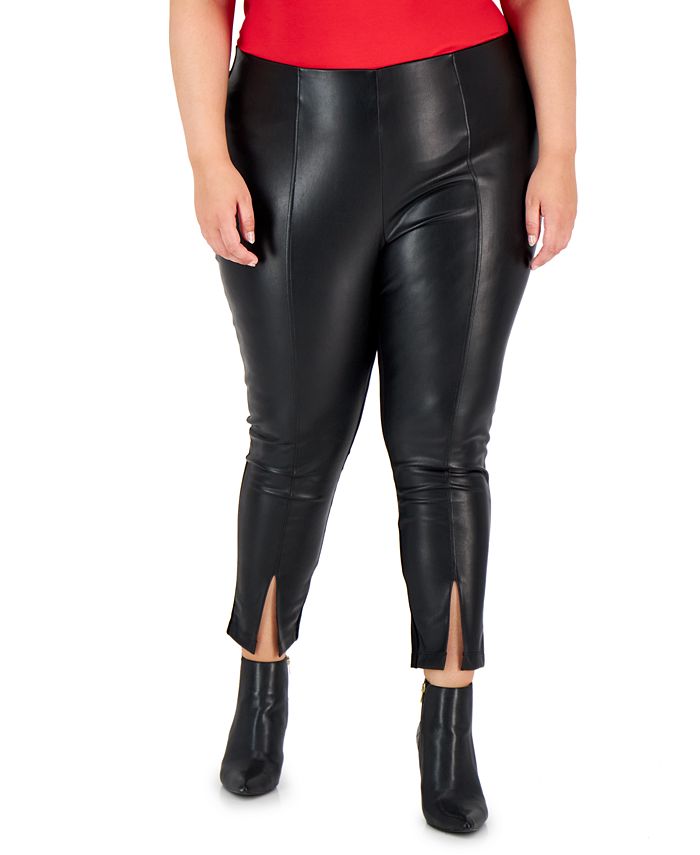 Calvin Klein Plus Size Faux-Leather Straight-Leg Pants & Reviews - Pants &  Capris - Plus Sizes - Macy's