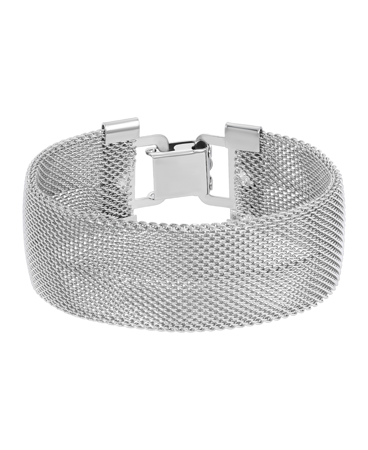 2028 Silver-tone Mesh Clasp Bracelet In Gray