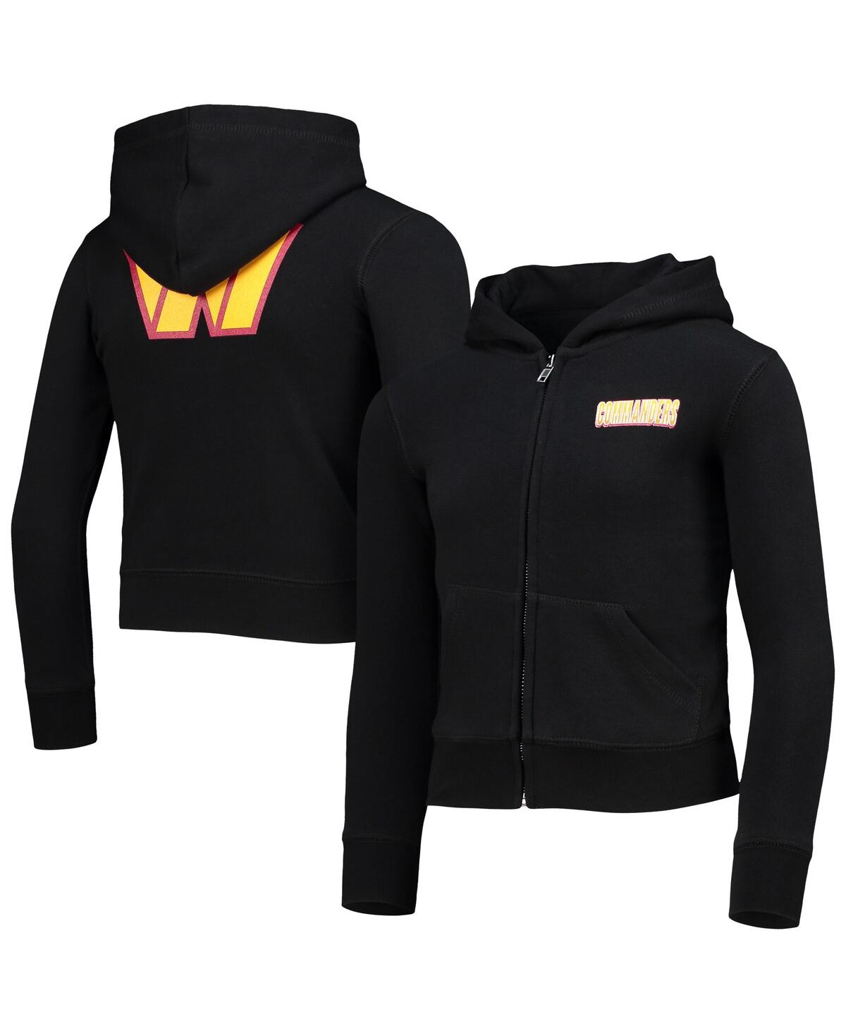 New Era Girls Youth  Black Washington Commanders Full-zip Hoodie In Black