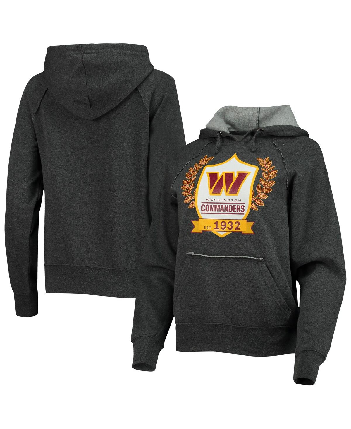 NEW ERA WOMEN'S NEW ERA HEATHERED CHARCOAL WASHINGTON COMMANDERS RAGLAN PULLOVER HOODIE 