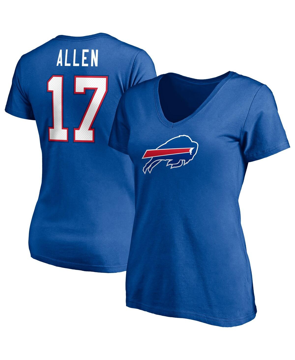 Women's Fanatics Josh AllenBuffalo Bills Player Icon Name and Number V-Neck T-shirt - Royal