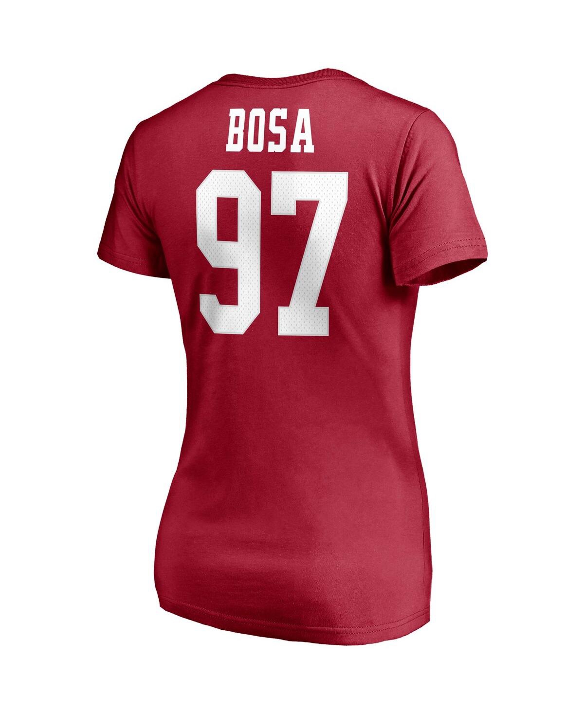 Shop Fanatics Women's  Nick Bosa Scarlet San Francisco 49ers Player Icon Name And Number V-neck T-shirt