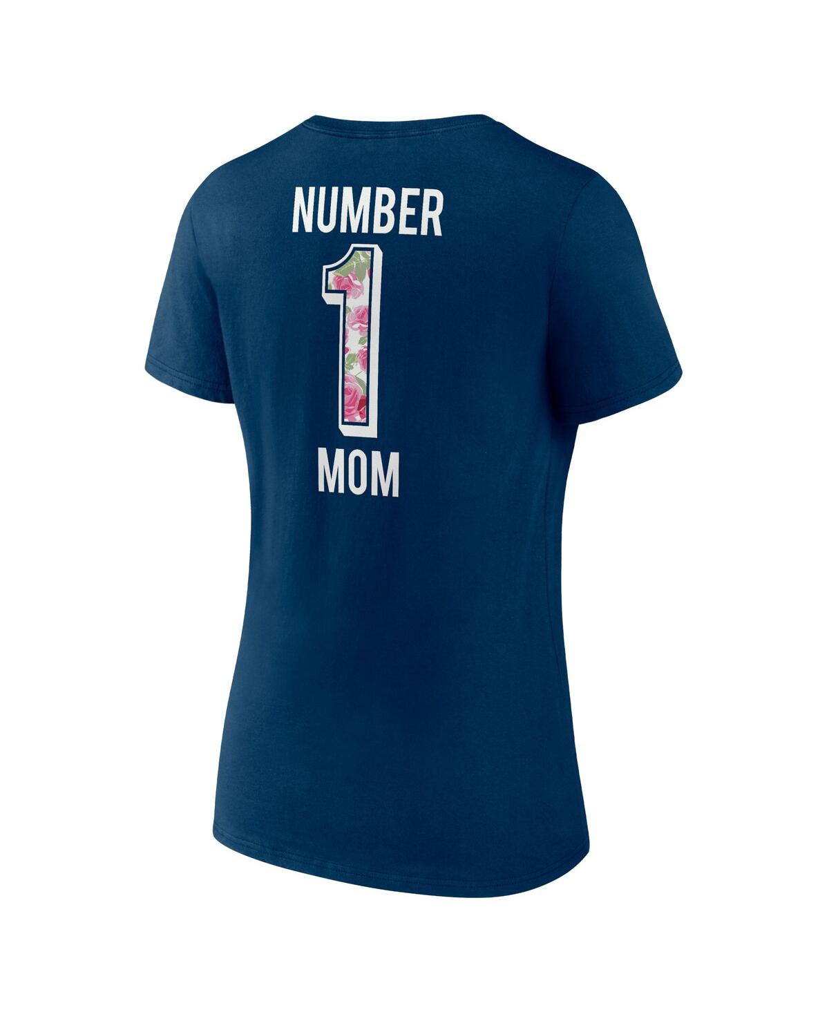 Fanatics Branded Navy Chicago Bears Plus Size Mother's Day #1 Mom V-neck T-shirt In Navy