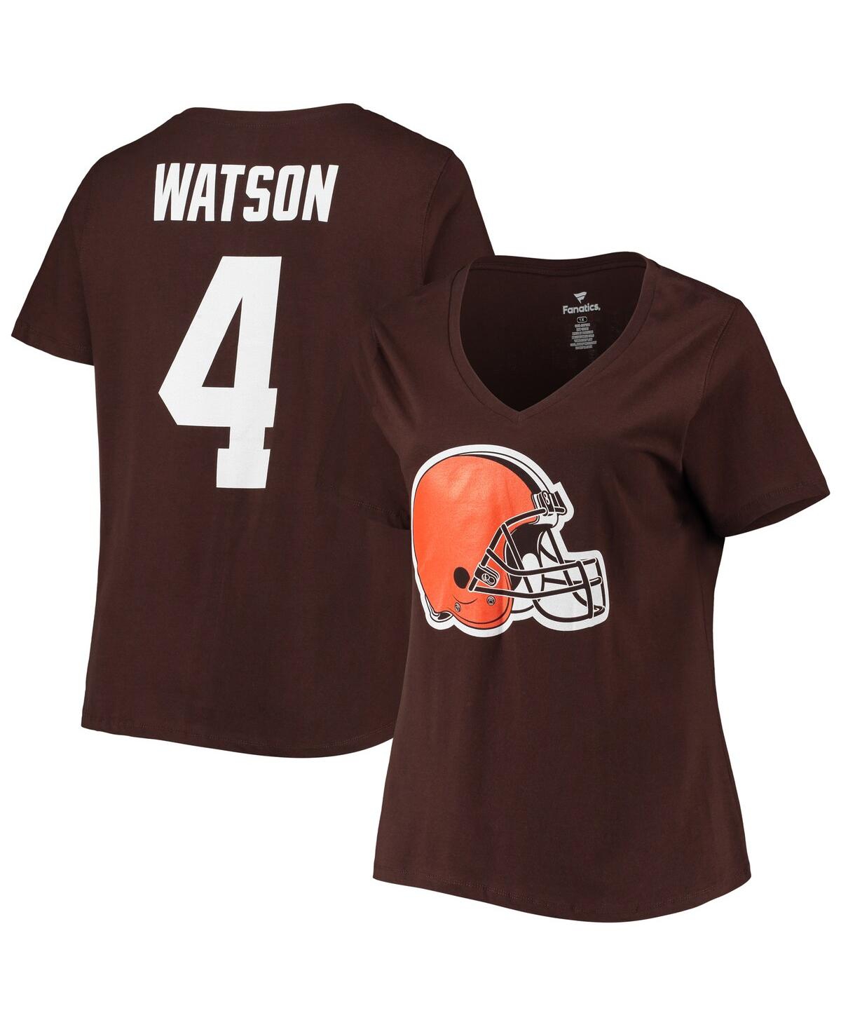 Fanatics Branded Deshaun Watson Brown Cleveland Browns Plus Size Player Name & Number V-neck T-shirt In Brown