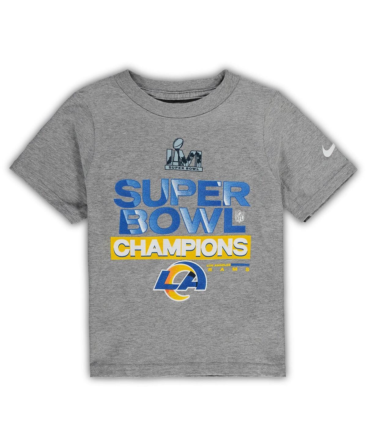 Nike Babies' Toddler Boys And Girls  Heathered Gray Los Angeles Rams Super Bowl Lvi Champs Trophy T-shirt