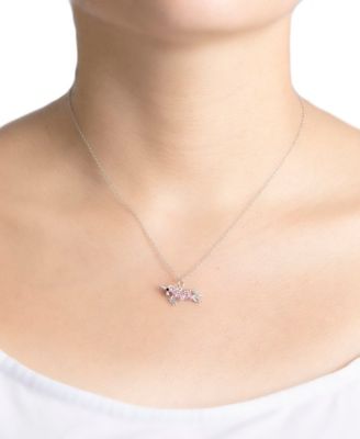 Crystal Unicorn Pendant Necklace (0.11 ct. t.w.) in Sterling Silver