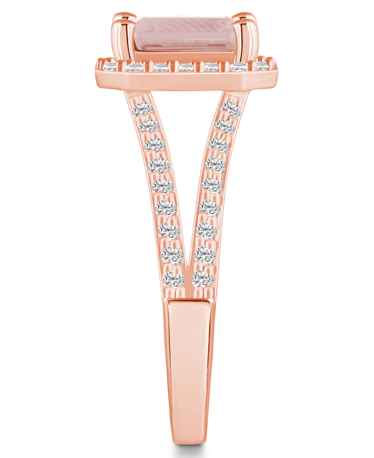 Macy's(1-3/8 ct. t.w.) and Diamond (1/2 ct. t.w.) Halo Ring in 14K Rose Gold - Morganite