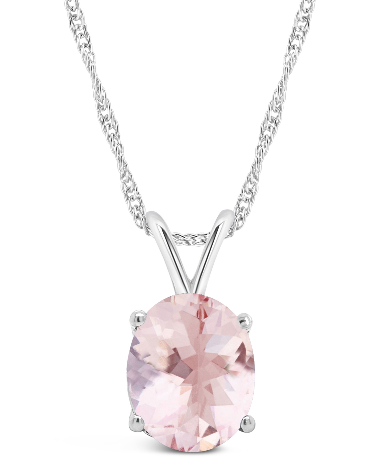Macy's Morganite (2-1/2 Ct. T.w.) Pendant Necklace In 14k White Gold In Pink