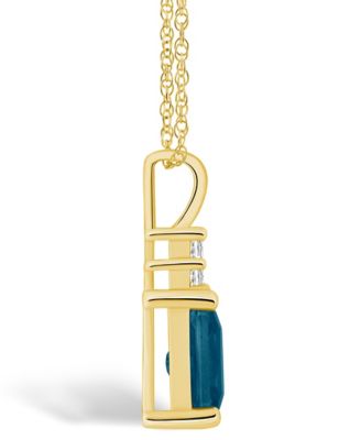 London Blue Topaz (2 Ct. T.W.) and Diamond (1/10 Ct. T.W.) Pendant Necklace in 14K Yellow Gold