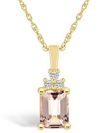 Morganite (1-3/8 Ct. T.W.) and Diamond (1/10 Ct. T.W.) Pendant Necklace in 14K Yellow Gold