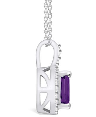Amethyst (1-5/8 Ct. T.W.) and Diamond (1/4 Ct. T.W.) Halo Pendant Necklace in 14K White Gold